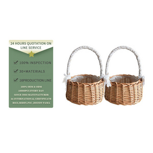 Custom woven basket with lace handle for home storage