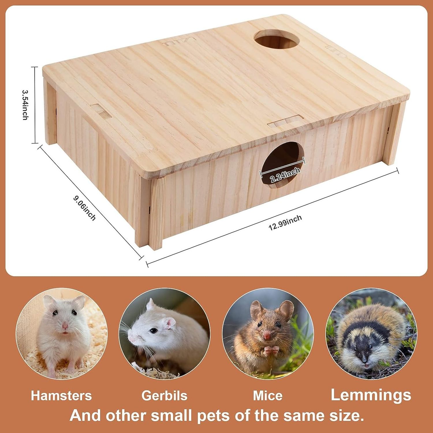 Huts Hides Natural Solid Wood Squirrel Hamster Cages Wooden House With Windows For Chinchilla And Guinea Pig