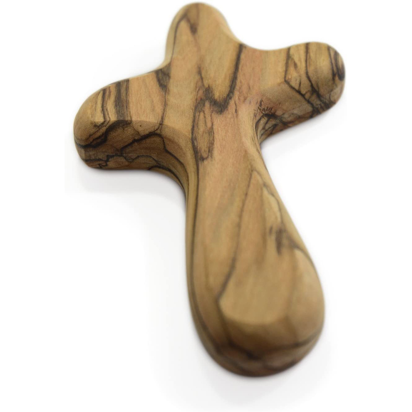 Hold an olive wood adsorption cross in delicate prayer olive wood comfort cross