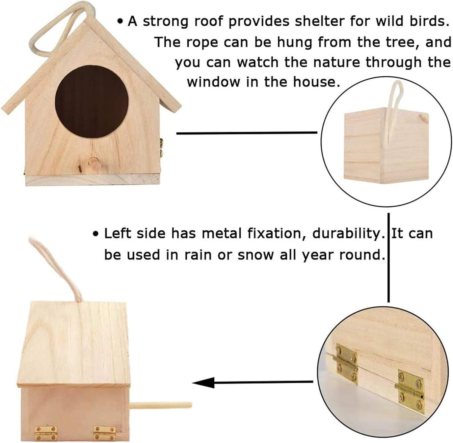 Wood Breeding Bird Stand Perch Aviary Cage Box for Lovebirds Cockatiel