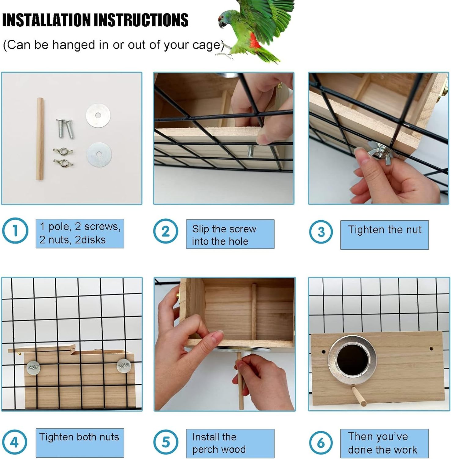 Parakeet Nesting Box Bird Nest Breeding Box Cage Wood House for Finch Lovebirds