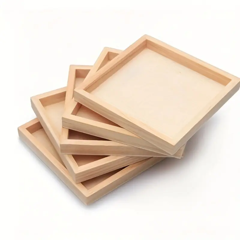 Unfinished Small Wooden Serving Tray, Suitable For Handicraft Projects Wooden Tray Loose Blank Wooden Canvas Panel Board