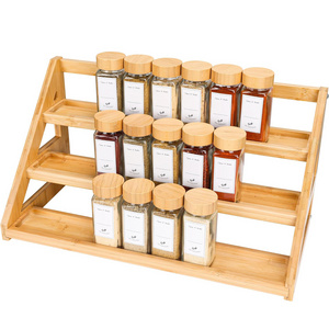 Bamboo Tiered Spice Rack for Countertop Spice Organizer for Pantry Spice Shelf