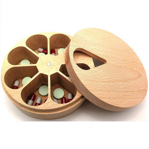 Bamboo Weekly Pill Box wooden box 7 Day Tablet Organizer Perfect for Vitamins Pills and Supplements