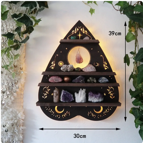 Wooden Luminous Moon Butterfly Wall Shelf Bedroom Decorative Wall Shelf Organizer