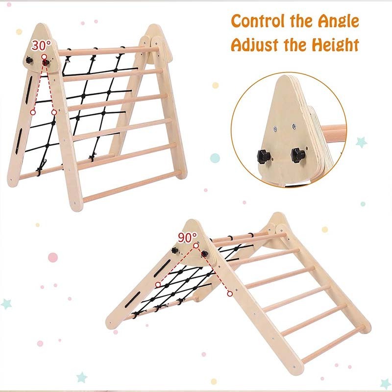 Three in one wooden climbing toys are suitable for indoor use, suitable for children to climb and slide on triangles