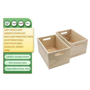 Wooden Baskets for Clothes Storage and Shelf Organizing -Natural Wood Decorative Storage Boxes with Handles for Office Bookshelf