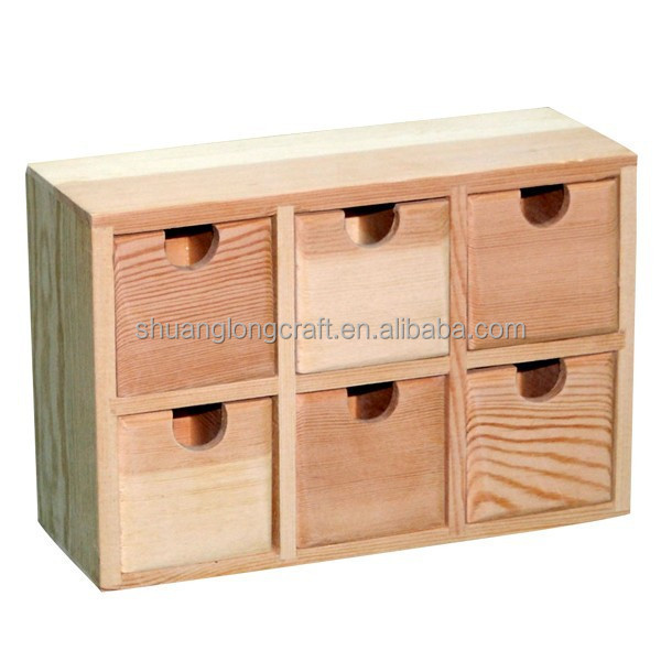 Custom factory wholesale cheap Unfinished small wooden drawers, craft organizer box Various shapes and sizes