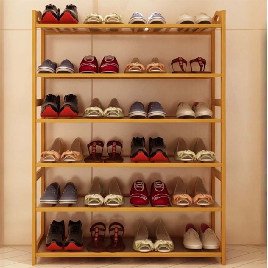 6 Tier Multilayers Wooden Shoe Rack Pine Storage Shoe rack