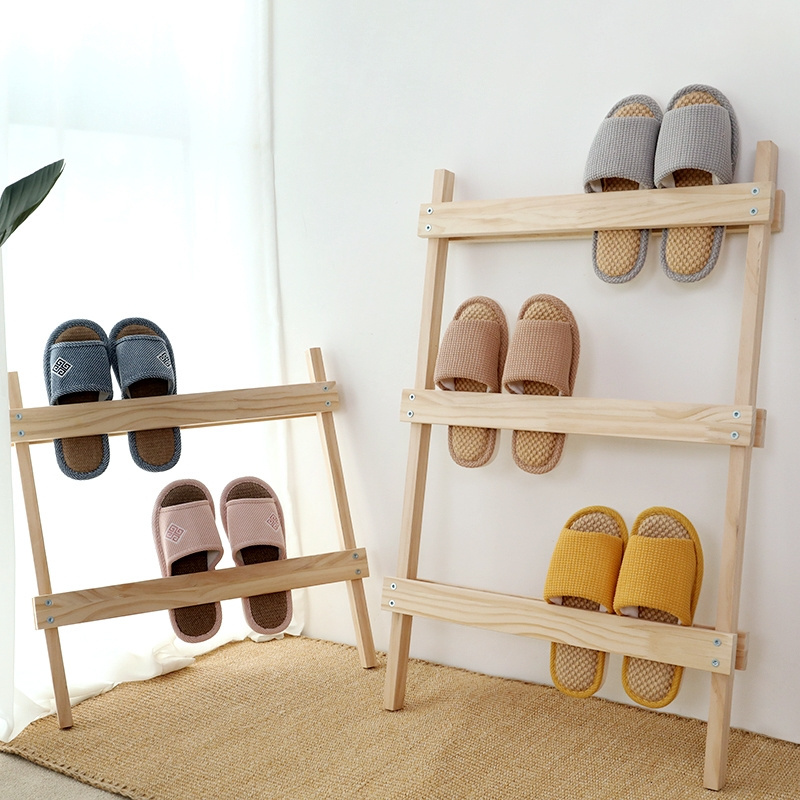 Cheap Natural Wooden Homemade Shoe Rack Slipper Rack Standing Shoe Rack