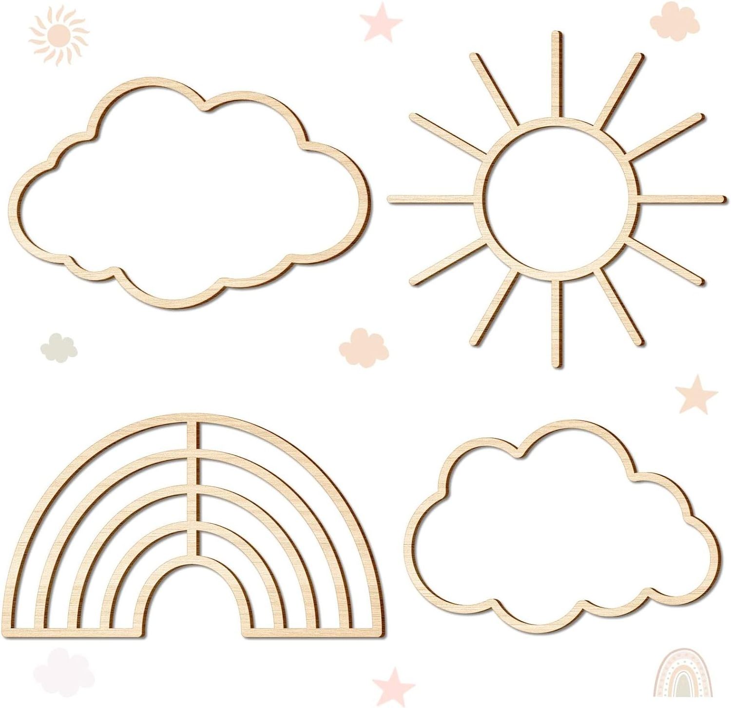 Baby Nursery Wall Decor Wooden Cloud Sun Rainbow Heart Wall Decor wooden nursery wall decor