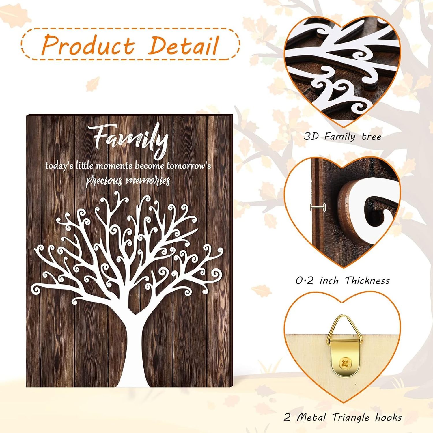 3D Family Tree Wall Decor Family Names Sign DIY Family Tree Wooden House Warming Gifts wood sign personalized