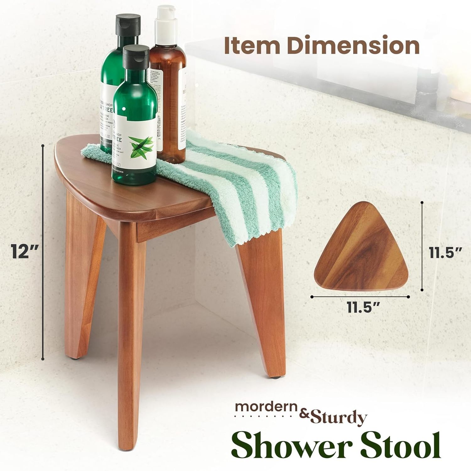 Wooden Showers Stool Seat for Shaving Legs Small Corner Shower Benches for Inside Shower