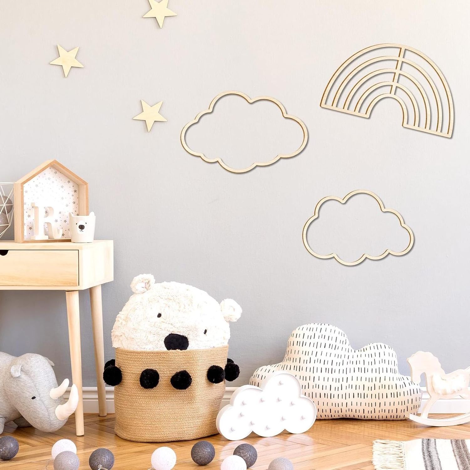 Baby Nursery Wall Decor Wooden Cloud Sun Rainbow Heart Wall Decor wooden nursery wall decor