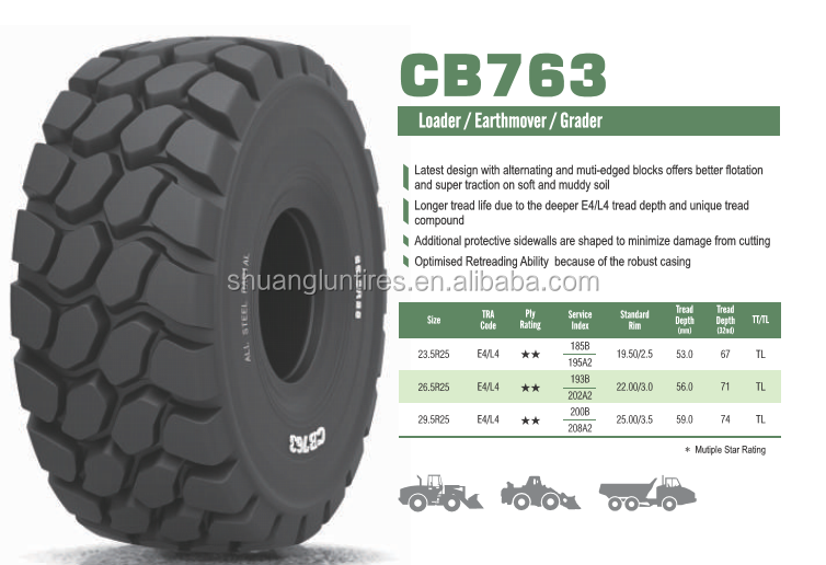 RADIAL OTR TIRES E4/L4 TYRES 23.5R25 CB763 WESTLAKE