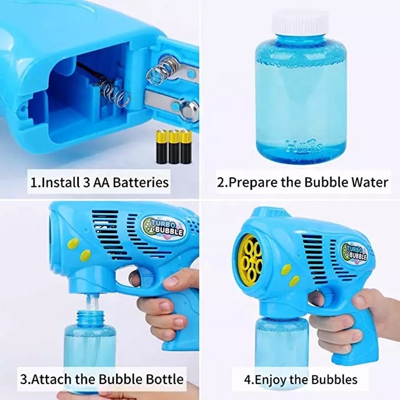 New Arrival Outdoor Toys Bubbles Blaster Blower Battery Operated Bubble Gun With Bottle Solutions Outdoor Summer Toys For Kids