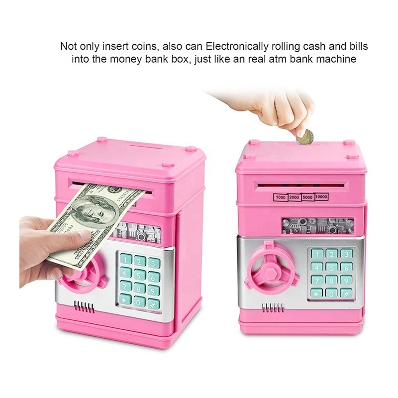 Mini Electronic Creative  Automatic ATM Safe Cash Coin Money Saving Boxes Coin  Bank for Kids