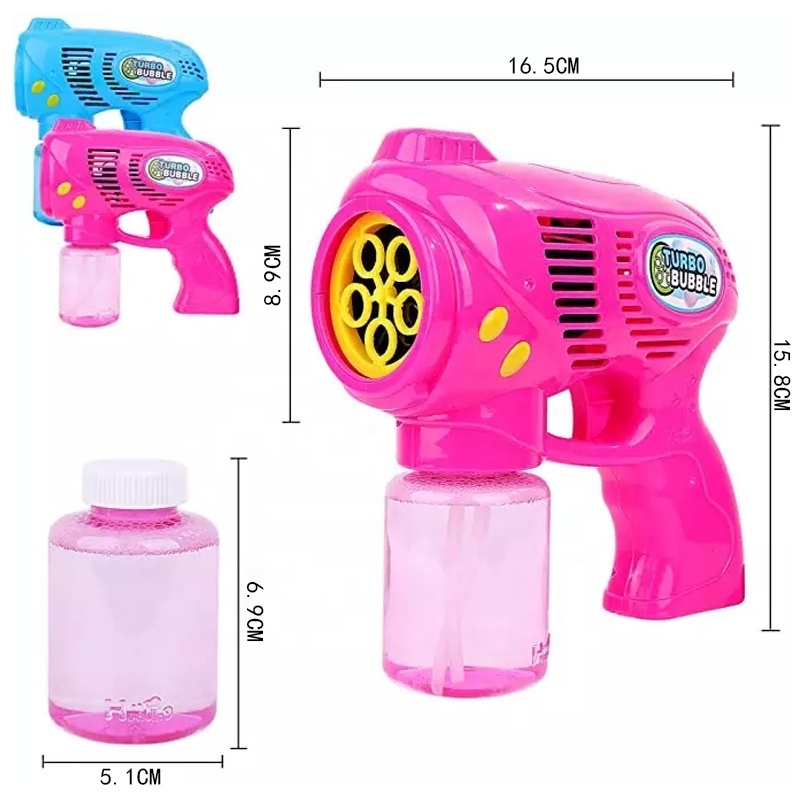 New Arrival Outdoor Toys Bubbles Blaster Blower Battery Operated Bubble Gun With Bottle Solutions Outdoor Summer Toys For Kids