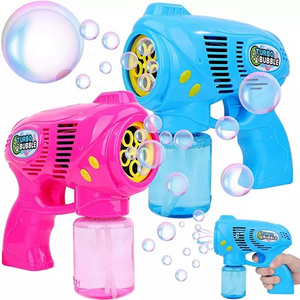 New Arrival Outdoor Toys Bubbles Blaster Blower Battery Operated Bubble Gun With Bottle Solutions Outdoor Summer Toys For Kids