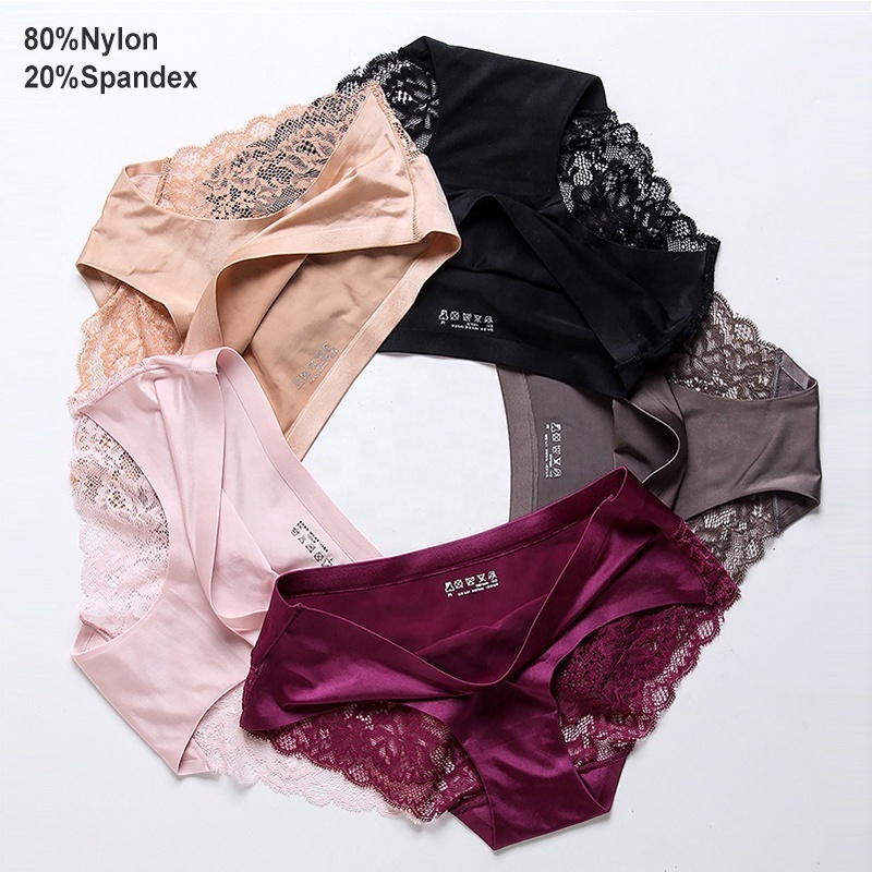 Wholesale Shantou Ladies Thong Satin Sexi Mature Girls Panties Briefs Seamless Plus Size Underwear Women's Panties with Lace