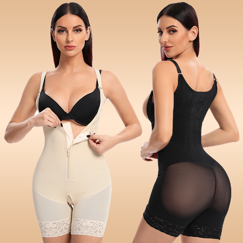 Tummy Faja with Zipper Crotch Bodysuit Compression Body shapers Faha De Mujer Shapewear Women Fajas Colombianas Waist Trainer