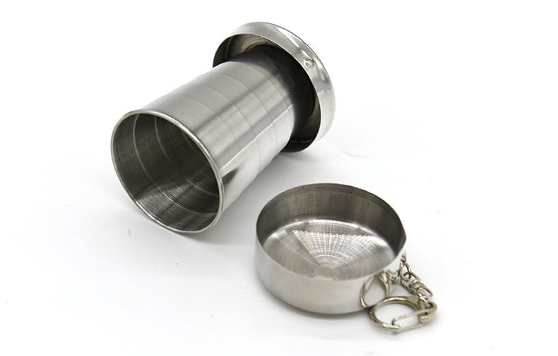 Wholesale outdoor camping travel portable metal stainless steel telescopic cup folding cup beverage cup