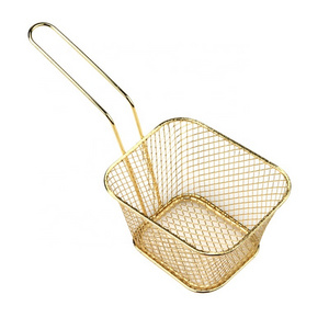 Manufacturers spot square mini stainless steel French fries fry basket sieve restaurant snacks American dim sum fry basket