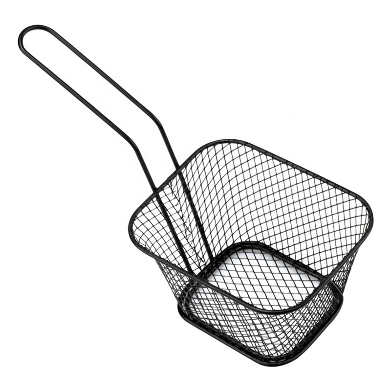 Manufacturers spot square mini stainless steel French fries fry basket sieve restaurant snacks American dim sum fry basket