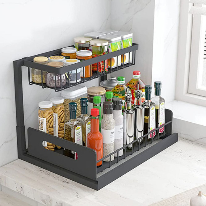 Kitchen seasoning cabinet shelving sink storage storage rack pull-out drawer basket organizing shelf