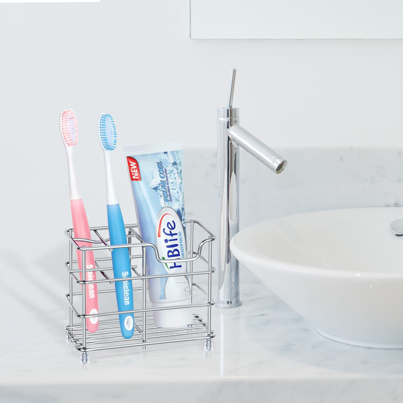 Hot sell Stainless Steel Bathroom Accessories Toothbrush Holder Toothpaste Organizer With Sturdy Toothpaste Storage Holder