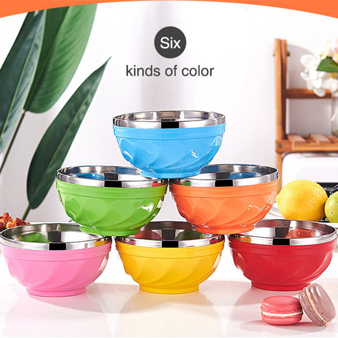 Hot Sell Anti-scalding Colorful Metal Bowl Set 13cm 15cm 17cm Stainless Steel Serving Food Bowl With Lids For Kids Adu