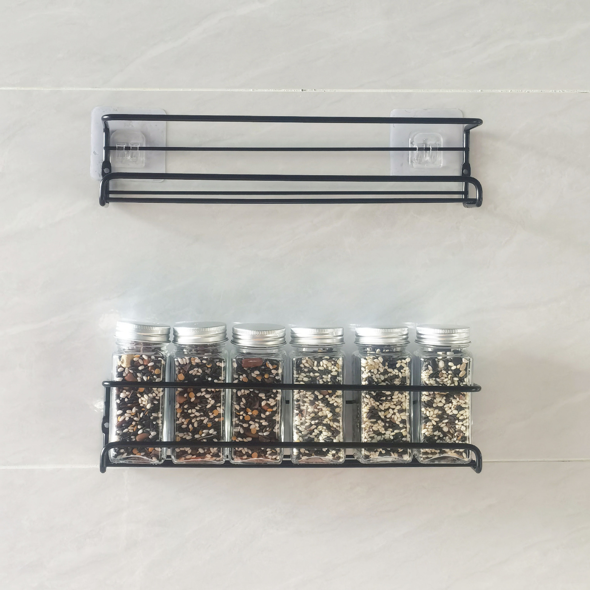 Perforation-free metal kitchen shelf for simple storage of household spices  Water drainage rack