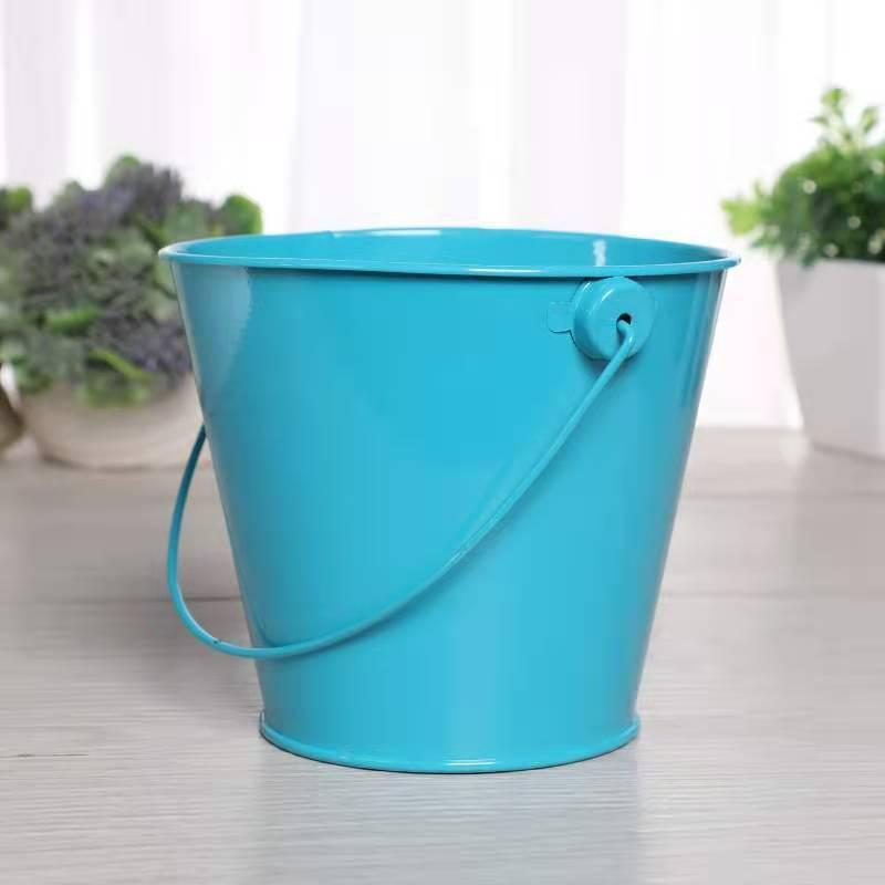 wholesale colorful small pail galvanized tin bucket with handle candle tin box mini metal buckets garden