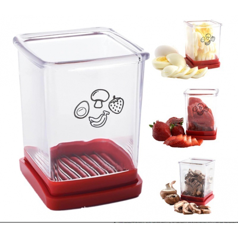 Home Kitchen Multi-Functional ABS and Stainless Steel Speed Slicer Cup with Push-Plate Fruits and Vegetables Cup Slicer