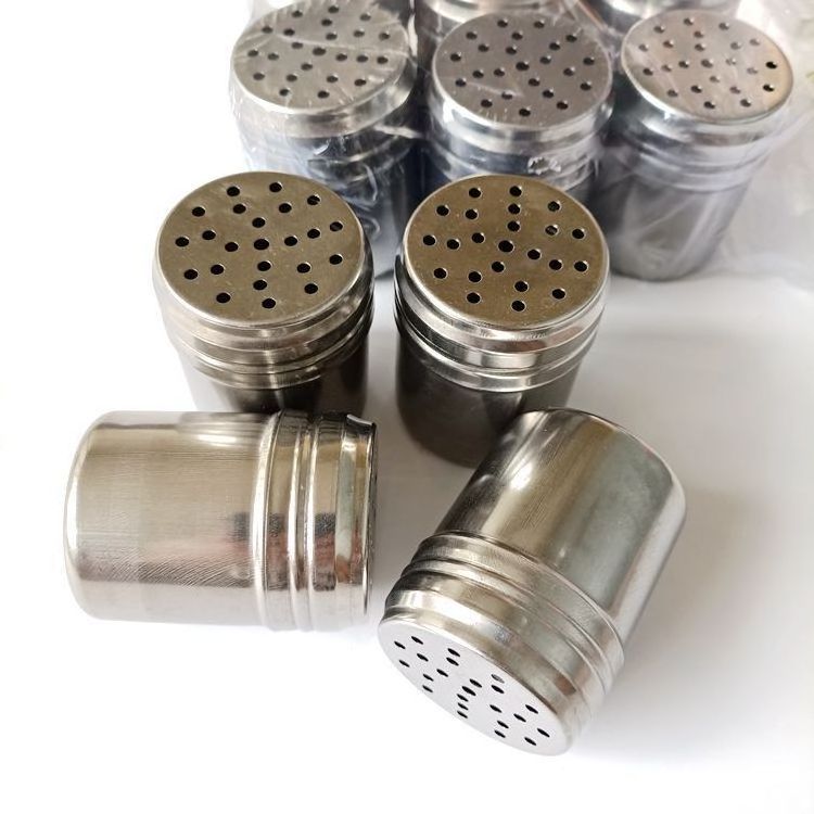 Wholesale barbecue seasoning tank stainless steel pepper cumin seasoning powder spreading bottle rotating cap seasoning box