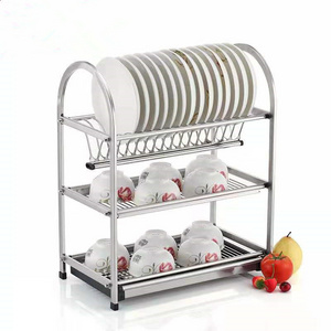 ISO Guangzhou factory stainless steel dish rack, 3 tier dish rack