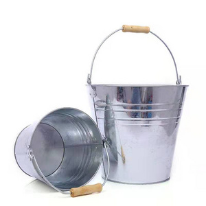 Good quality Sediment bucket  beach pails non rust iron bucket stainless steel wood handle barrel