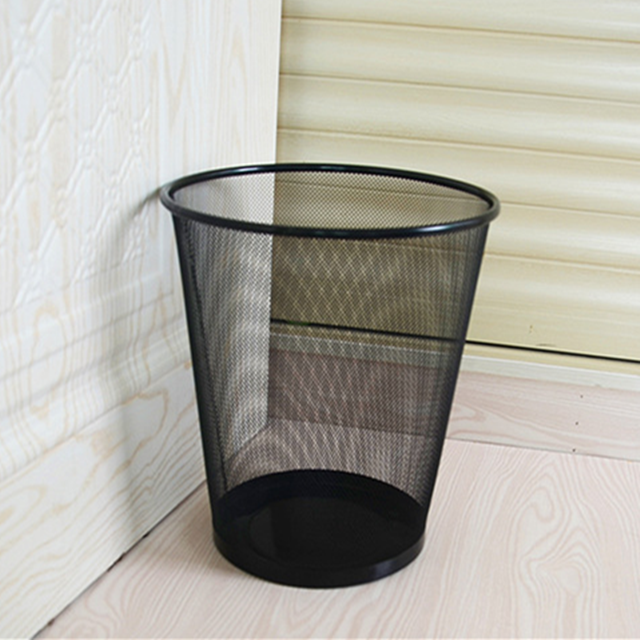 2023 hot sale good quality black silver white round mini smart dustbin trash can garbage rubbish metal mesh iron waste bin