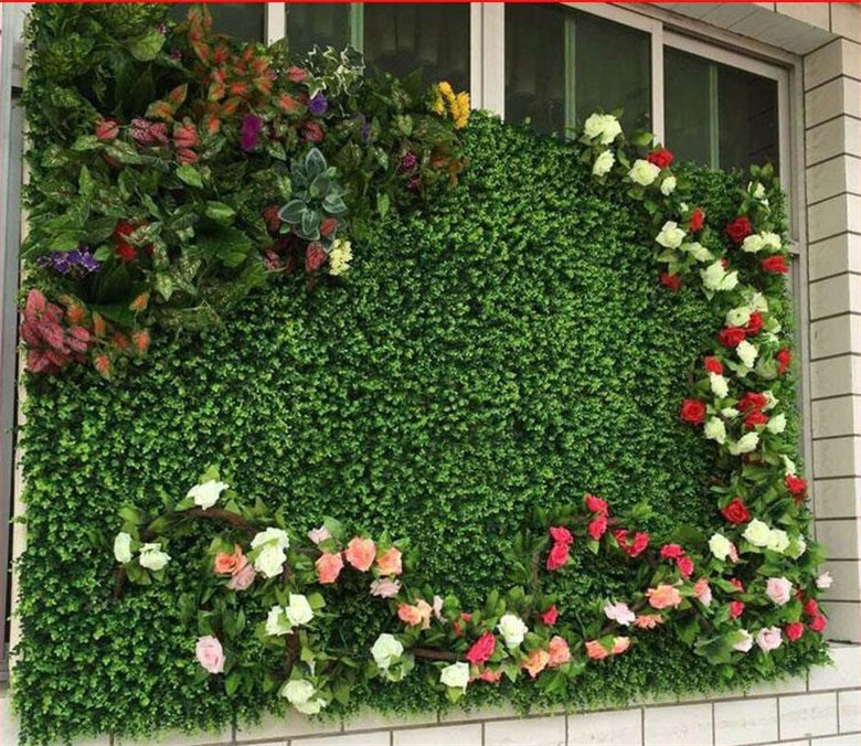 Garden Artificial hedge fence green wall decorative grass pad flowers wall