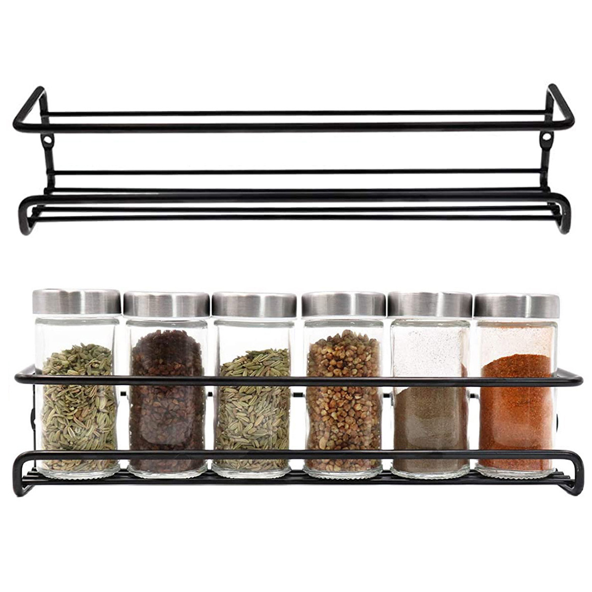 Perforation-free metal kitchen shelf for simple storage of household spices  Water drainage rack