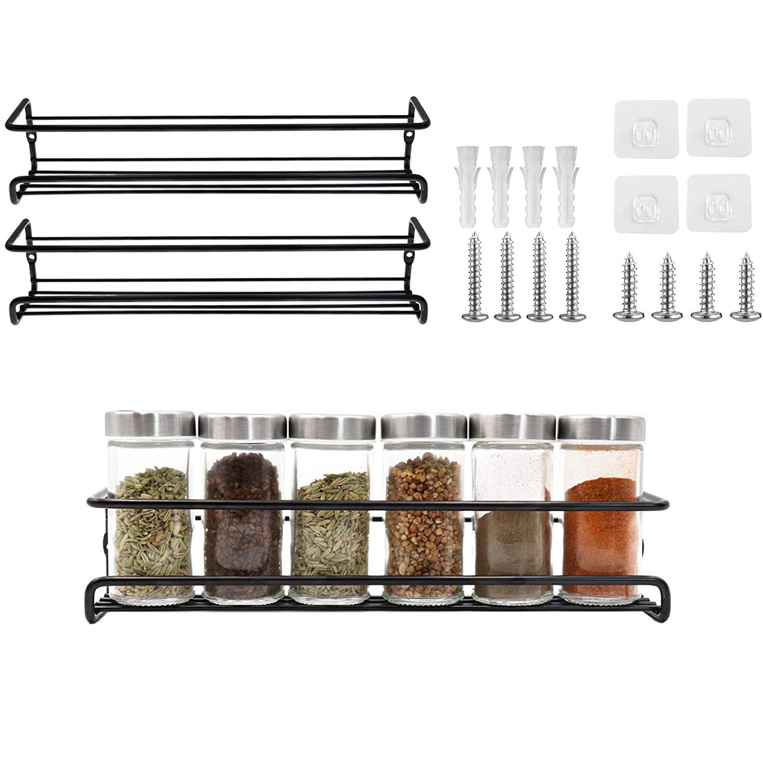 Perforation-free metal kitchen shelf for simple storage of household spices  Water drainage rack