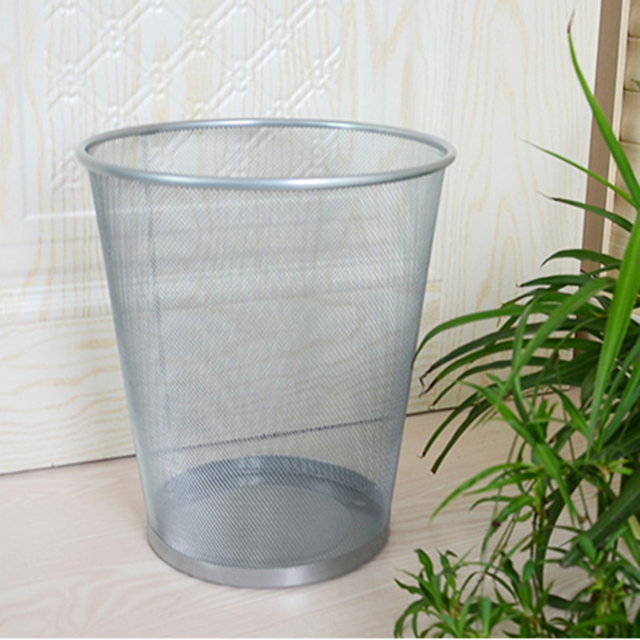 2023 hot sale good quality black silver white round mini smart dustbin trash can garbage rubbish metal mesh iron waste bin