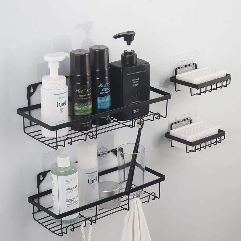 Wall Mounted Shelf Organizer Corner Bathroom Shower Caddy Hanging Black Shower Caddies