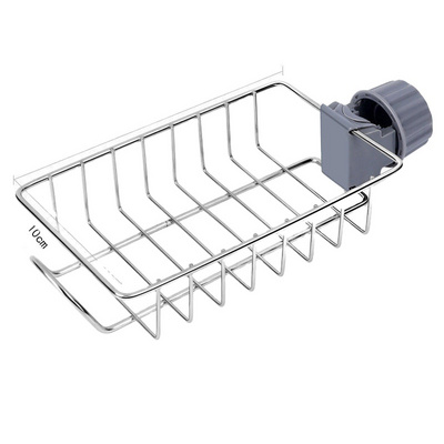 Kitchen metal faucet storage rack drainage rack household hole free, sink soap box storage rack