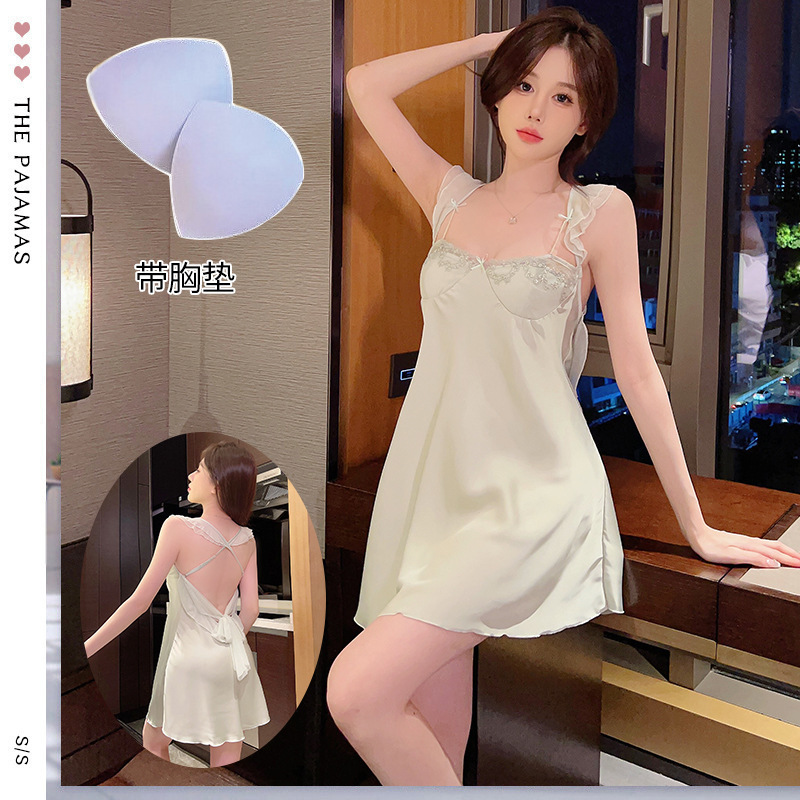 Custom High-grade Sentiment With Breast Cushion Strap Nightdress Sexy Pajamas Female Spring Wind Home Wear Wholesale