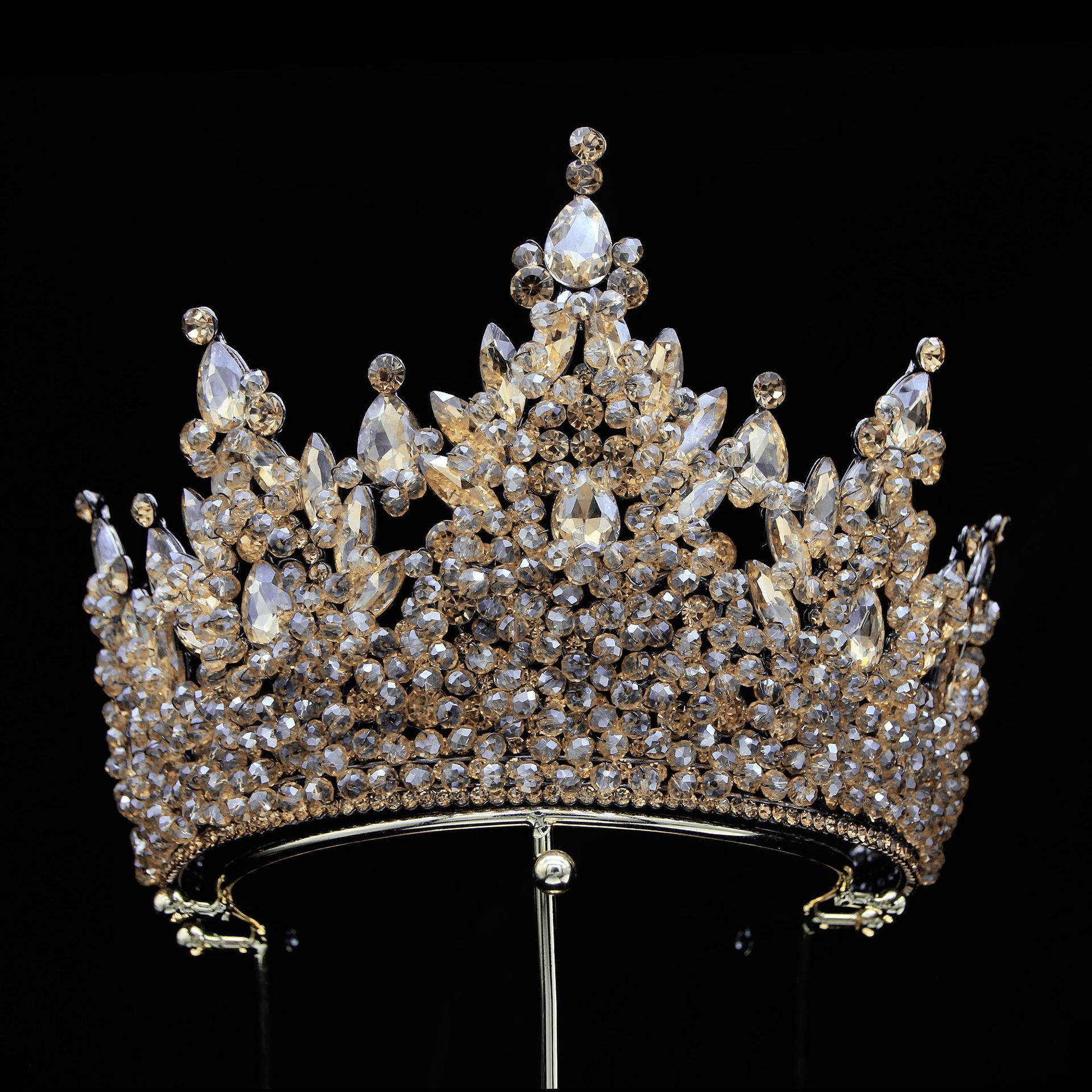 Factory Outlet New Luxury Handmade Crystal Rhinestone Headdress Pageant Bride Wedding Headdress Big Crown