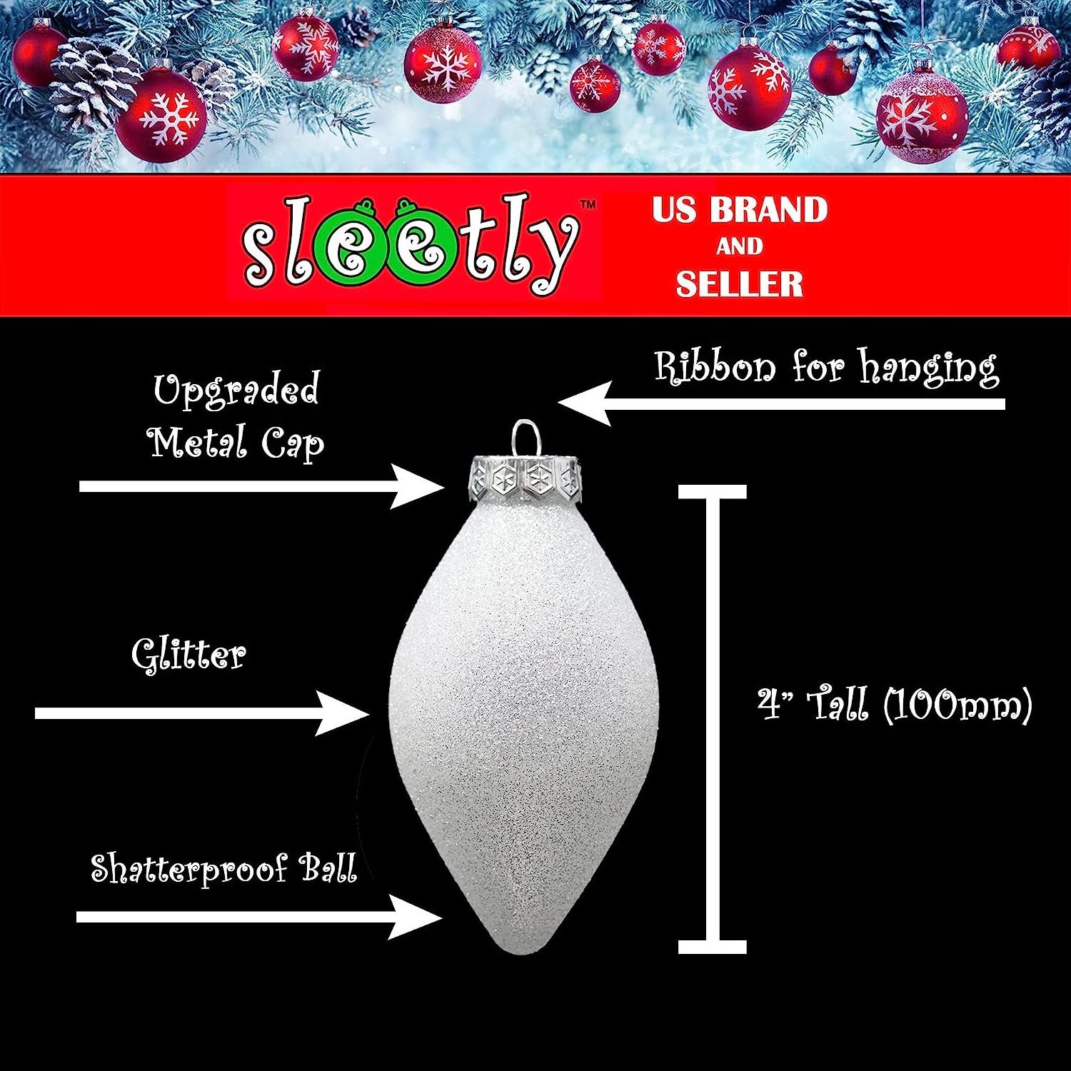 2024 Wholesale Bulk Shatterproof Luxury Custom DIY Glass Hanging Silver glitter Christmas Xmas Balls For Tree Ornaments