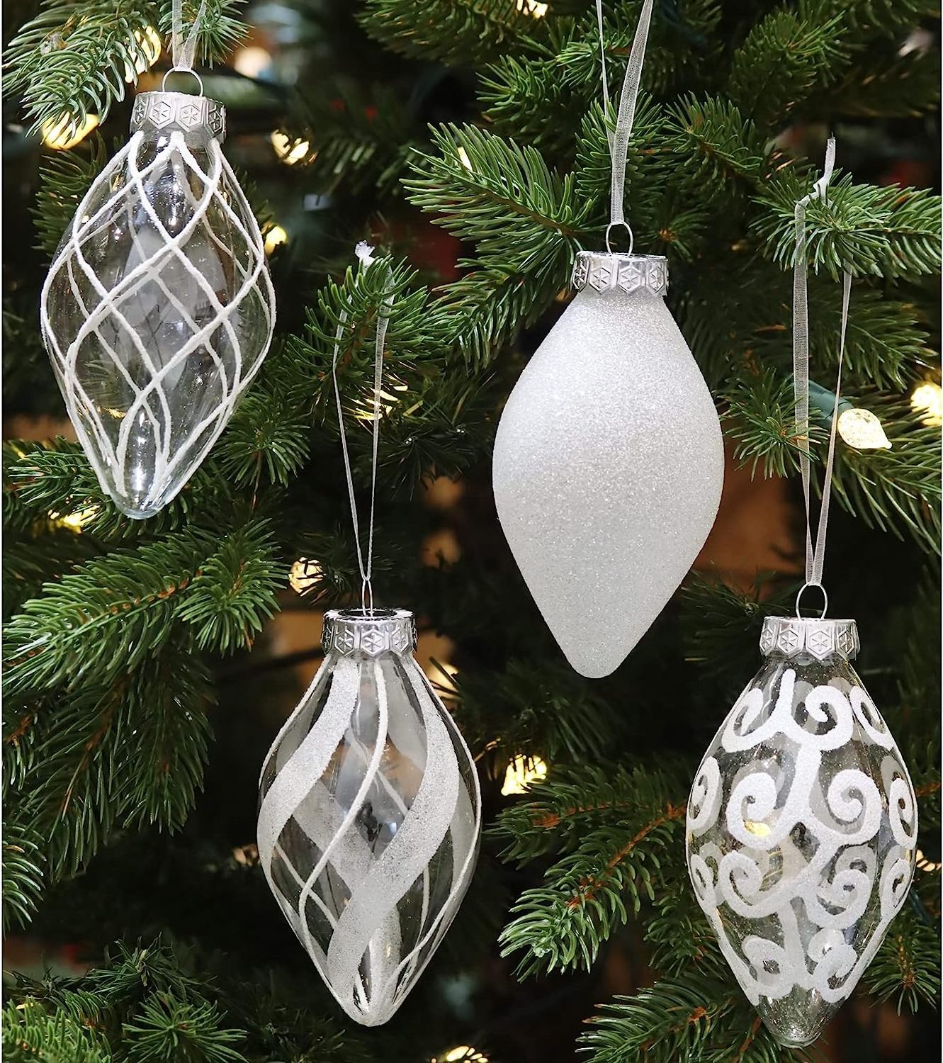 2024 Wholesale Bulk Shatterproof Luxury Custom DIY Glass Hanging Silver glitter Christmas Xmas Balls For Tree Ornaments