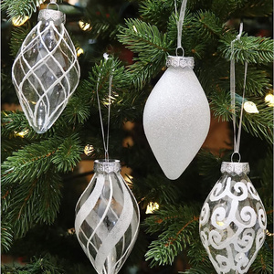 2024 Wholesale Bulk Shatterproof Luxury Custom DIY Glass Hanging Silver glitter Christmas Xmas Balls For Tree Ornaments