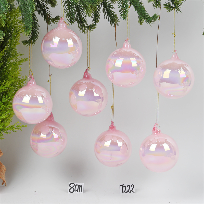 80mm blown glass iridescent christmas baubles ball gift set personalized 8 cm clear hollow glass DIY fillable hanging ornament